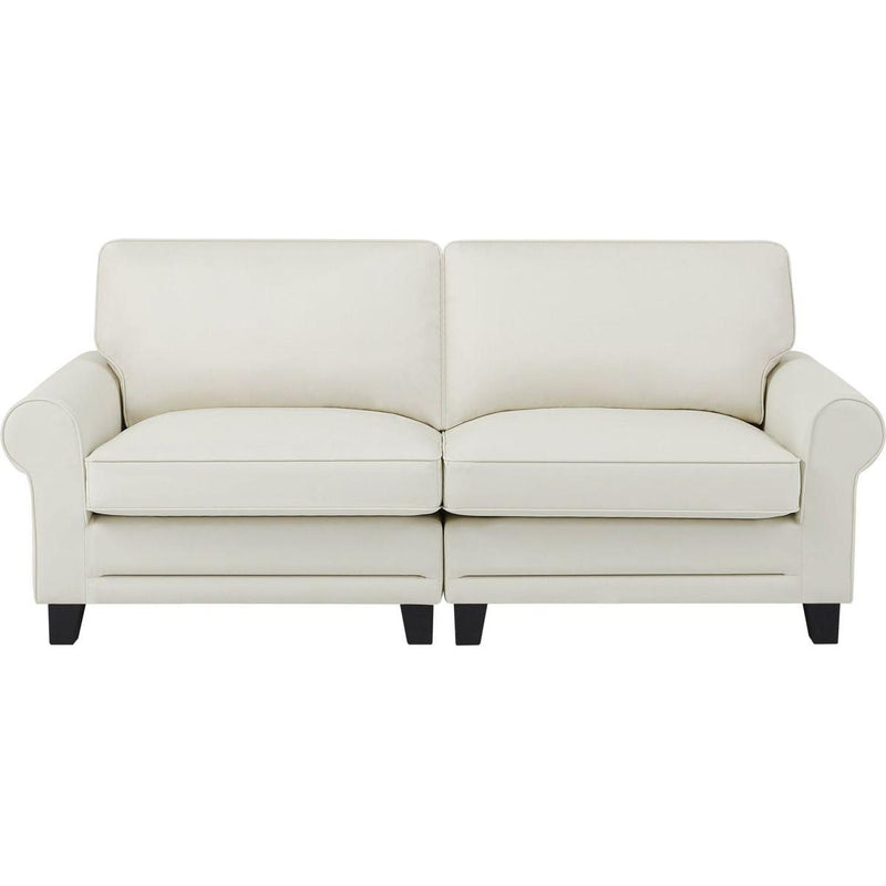 75.6" Pets friendly Leather Rolled Arm Upholstered Loveseat 2-seater Couch with Removable Back Cushion, Modern Couches for Small Spaces Living Room, Bedroom, Apartment, Beige White