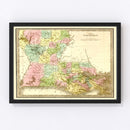 Vintage Map of Louisiana 1848