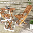 3-Piece Acacia Wood Bistro Set, Foldable Bistro Table and Chairs, Outdoor Bistro Set for Garden, Backyard, Balcony, Deck, Porch, Natural Wood Finish