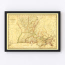 Vintage Map of Louisiana 1820