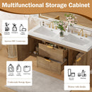 Double Sink Bathroom Vanity Soft Close Doors, Divided Drawers, Wall Mounted - Wood by HouseOfZazla