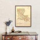Vintage Map of Louisiana 1876