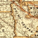 Vintage Map of Louisiana 1876
