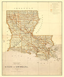 Vintage Map of Louisiana 1876