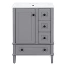 Bathroom Vanity With Integrated Basin, Soft Close Drawers, Door Mounted Double Layer Shelf by Unique Piece Furniture