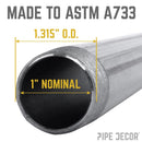 1 in. x 12 in. Black Pipe by PIPE DECOR