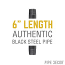 1 in. x 6 in. Black Pipe by PIPE DECOR