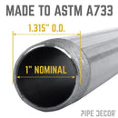 1 in. x 7 in. Black Pipe by PIPE DECOR