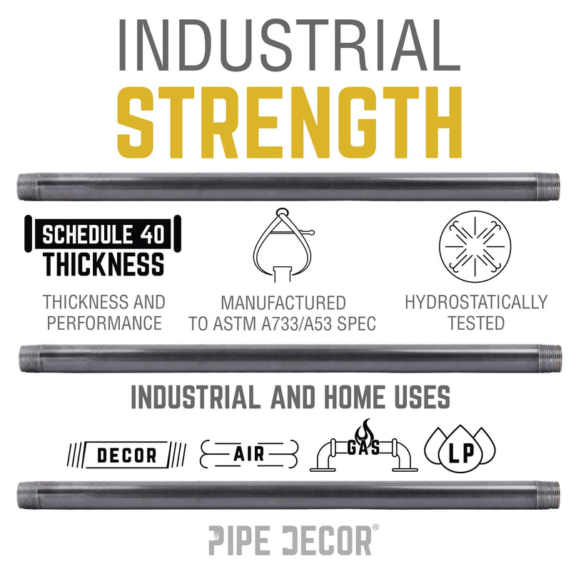 1 in. x 8 in. Black Pipe