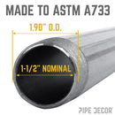 1 1/2 in. x 12 in. Black Pipe by PIPE DECOR