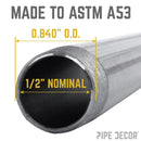 1/2 in. x 30 in. Black Pipe by PIPE DECOR