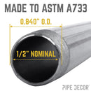 1/2 in. x 7 in. Black Pipe by PIPE DECOR