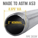 2 in. x 36 in. Black Pipe by PIPE DECOR