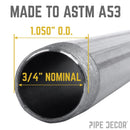 3/4 in. x 24 in. Black Pipe by PIPE DECOR