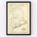 Vintage Map of Maine 1831