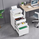 Contemporary 3 Drawer Mobile Filing Cabinet With Lock, Metal Office Storage For Legal / Letter Size by Unique Piece Furniture