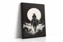 Lone Rider Under a Full Moon