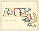 Vintage Map of Massachusetts 1820