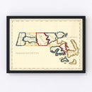 Vintage Map of Massachusetts 1820