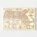 Vintage Map of Massachusetts 1861