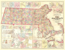 Vintage Map of Massachusetts 1861