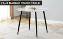 A modern minimalist circular dining table with a diameter of 40 inches, a 0.3 inch thick imitation marble pattern tabletop and black metal legs 40 'x 40' x 30 'DT-1164