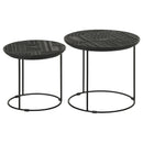 2 Piece Nesting Table With Embossed Tops And Base - Black