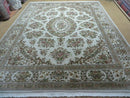 8' X 10' Handmade Chinese Floral Oriental Wool Silk Accent Rug Ivory Organic