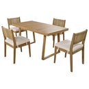 U_Style Multi-Person Outdoor Acacia Wood Dining Table and Chair Set by HouseOfZazla