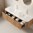DINA 60" Bathroom Vanity with Floating Curved Edges and Glass Basins by HouseOfZazla