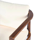 Outdoor Dining Chair Set of 2 with Curved Acacia Wood Arms, Brown Finish and Cream Cushions by HouseOfZazla