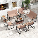 4 Pieces Patio Furniture Set with Rocking Bistro Chairs and Breathable Mesh Fabric-Coffee by LJGDeals