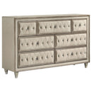 Antonella 7-drawer Upholstered Dresser Ivory and Camel