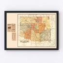 Vintage Map of Oklahoma 1889