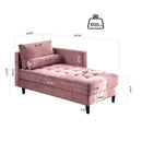 64" Velvet Chaise, Mid-Century Modern Chaise Furniture, Sleeper for Living Room, Apartment, Tool-Free Assembly. (Pink)