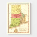 Vintage Map of Rhode Island 1829