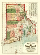 Vintage Map of Rhode Island 1880