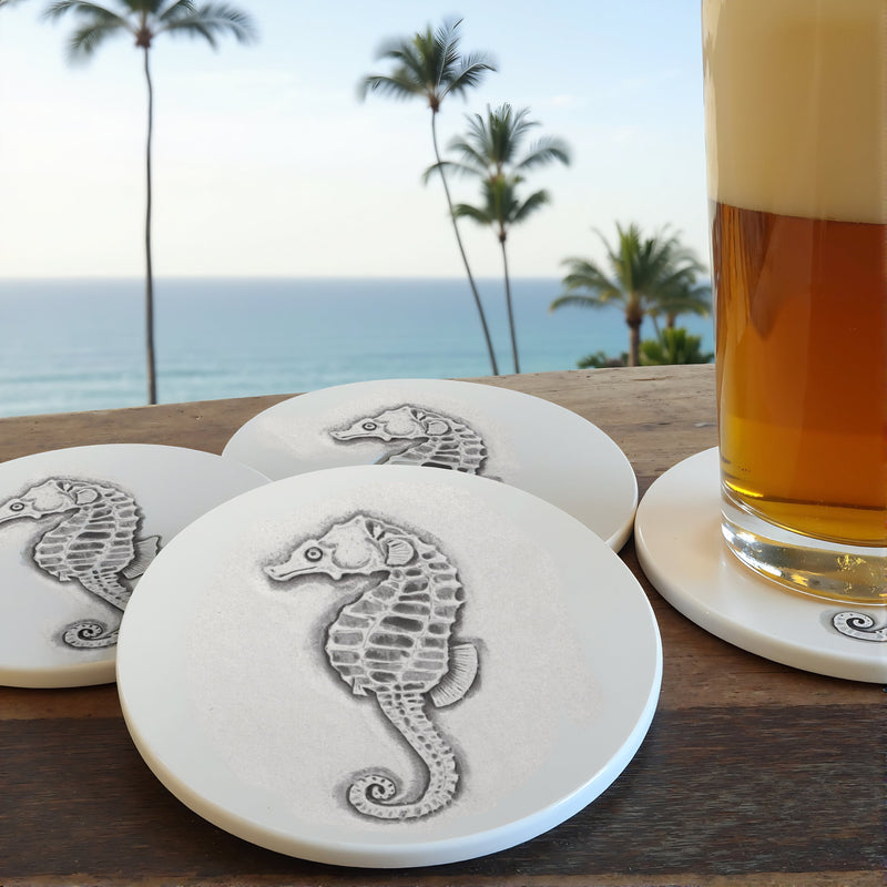 Seahorse Drink Coasters, installed in a room
