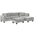 Modern Sectional Sofa With Storage Ottoman, L - Shape Couch With 2 Pillows And Cup Holders by HouseOfZazla