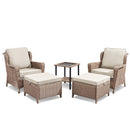 5-Piece Outdoor Lounge Chairs Set with Side Table and Ottomans