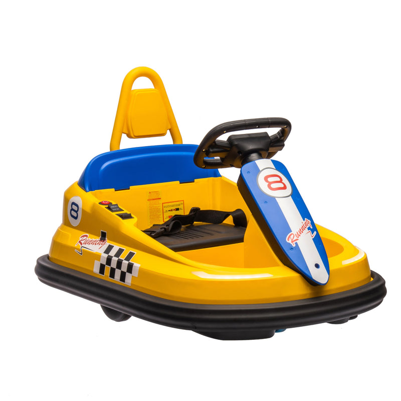 6V Kids Ride on Electric Go Kart Bumper Car W/Parents Remote Control,Three Speed Adjustable,LED Lights,Horn,Bluetooth,Player&360Spin,Vehicle body with Anti-collision padding for 18m+.