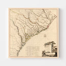 Vintage Map of South Carolina 1780