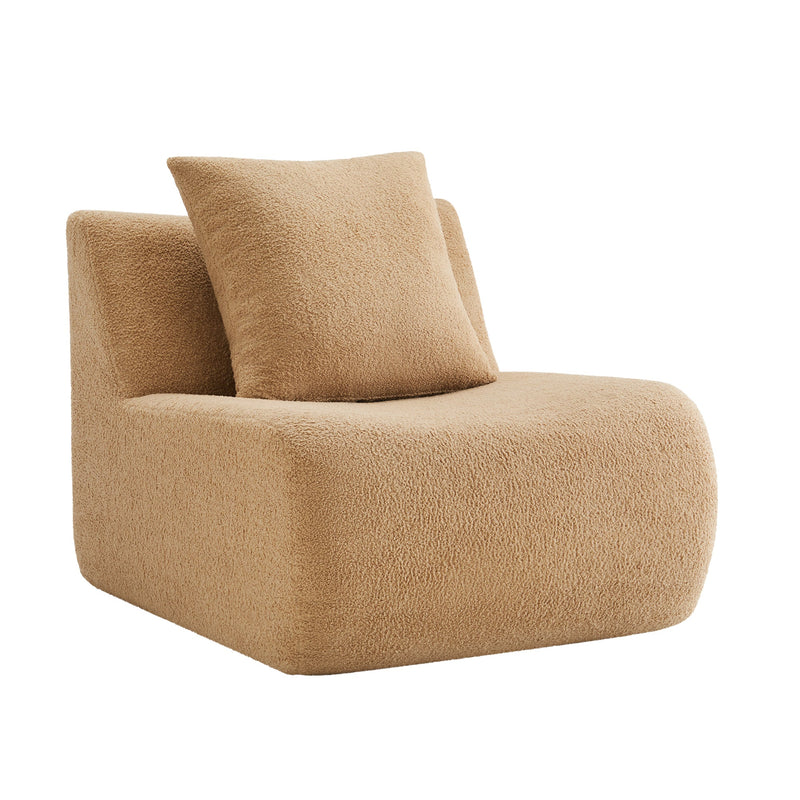 Armless Sofa With Pillow Teddy Fabric - Camel, photo 3 of 7