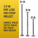 1/2 in. x 12 in. Round Flange Pipe Table Legs - 4 Pack