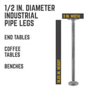 1/2 in. x 18 in. Round Flange Pipe Table Legs - 4 Pack by PIPE DECOR