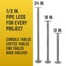 1/2 in. x 18 in. Round Flange Pipe Table Legs - 4 Pack by PIPE DECOR