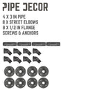 1/2 in. x 3 in. Double Flange Angled Bracket Kit, 4 Pack