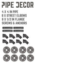 1/2 in. x 4 in. Double Flange Angled Bracket Kit, 4 Pack