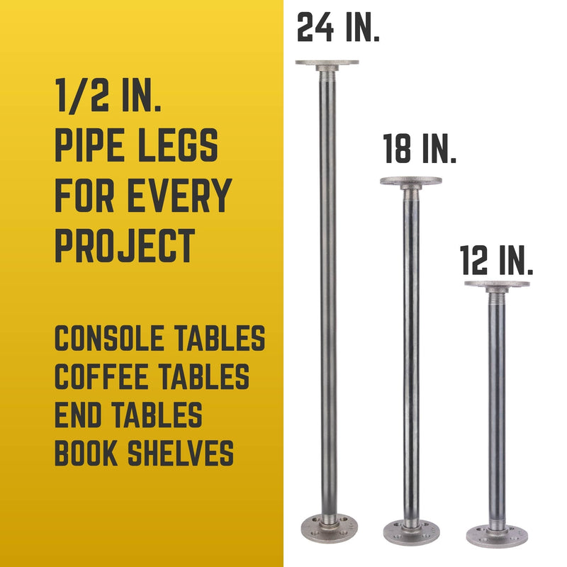 1/2 in. x 24 in. Round Flange Pipe Table Legs - 4 Pack