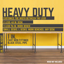 1 in. Heavy Duty H Round Flange Pipe Desk Legs - 2 Pack